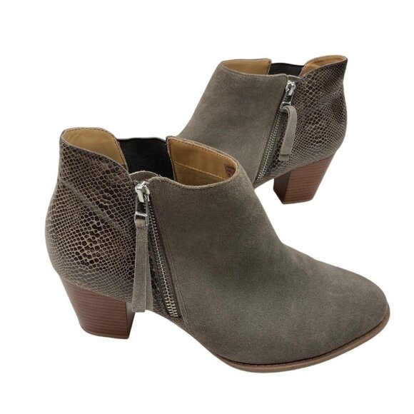 *Vionic Anne Ankle Boots Womens Size 10W Gray Suede Leather Snake Ortho Comfort - Picture 6 of 11
